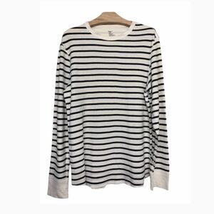 Gap Black & White Striped Thermal Tee - Long Sleeve Casual Top